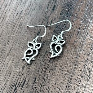 925 Sterling Silver Owl Dangle Earrings! NEW!